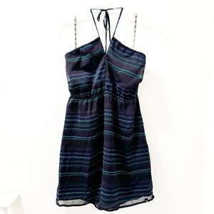Volcom Vicious Girl Dress | "Zip it" Striped Halter Dress - Size Medium